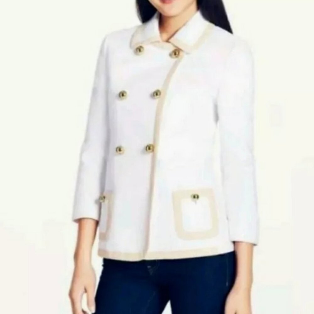 kate spade Monaco Bayle jacket white with tan detailing